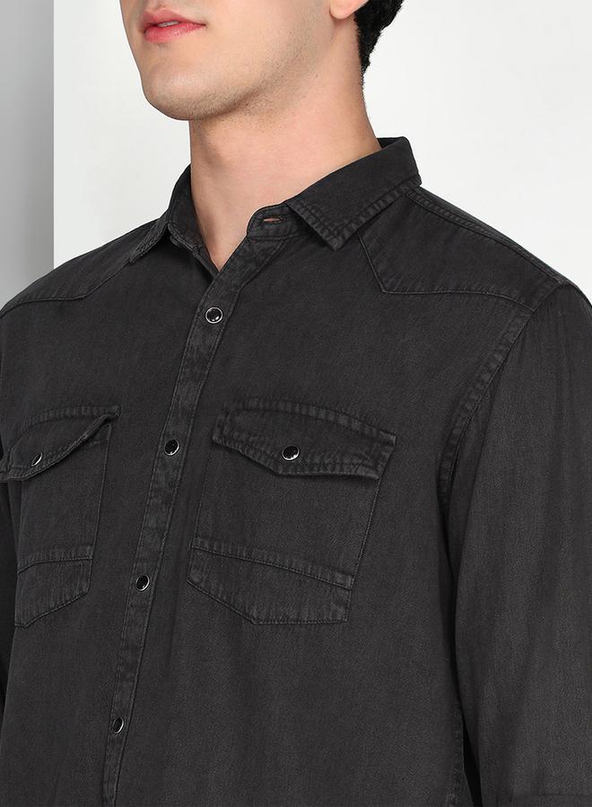 شارع كوونز قميص قطن تويل رمادي - Image 5